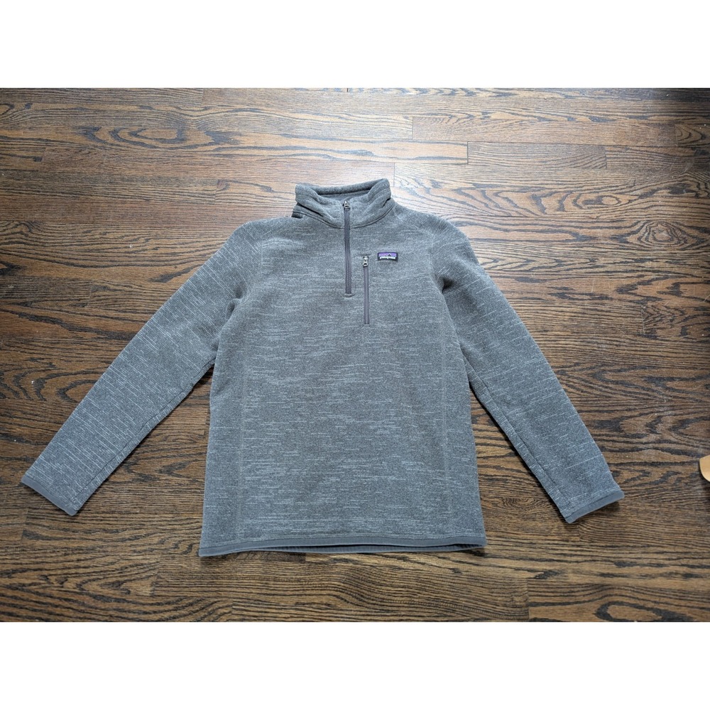 Patagonia Better Sweater Boys Size XL 14 Grey Quarter Zip Jumper Fleece Hiking